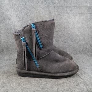 Bearpaw Shoes Youth 3 Boots Mimi Winter Shearling Pull On Suede Wool Blend Kids